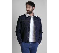 ENORSIA Men's Borg Collar Raw Denim Jacket - M - Raw Wash - 100% Cotton; Body & Sleeve Lining: 100% Polyester