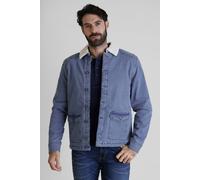 ENORSIA Men's Borg Lined Blue Denim Jacket - M - Mid Blue - 99% Cotton, 1% Spandex; Body & Sleeve Lining: 100% Polyester