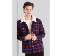 Enorsia Men's Borg Lined Check Jacket in Navy | Size: XL Enorsia Navy XL