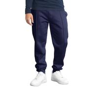 Enorsia Men's Brushed Terry Joggers with Cut-and-Sew Waistband, Elasticated Drawstring, Pin-Tuck Front, Side & Back Pockets, Comfortable Athleisure Pants (M, Navy)