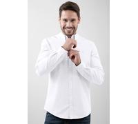 ENORSIA Mens Button Down Collar L/S Shirt - L - White - 98% BCI Cotton, 2% Spandex