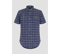 ENORSIA Mens Button Down SS Oxford Shirt - XL - Blue - 97% Cotton, 3% Spandex
