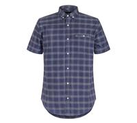 Enorsia Mens Check Short Sleeve Oxford Shirt, Cotton Stretch Button Down Casual Top, Cream and Black Regular Fit Smart Casual Summer Holiday Clothing for Men UK Essential