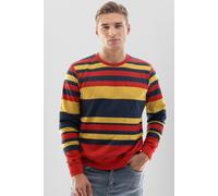 ENORSIA Mens Classic Print Stripe Sweatshirt - L - Red - 100% Cotton Terry