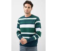 ENORSIA Mens Classic Print Stripe Sweatshirt - XXL - Green - 100% Cotton Terry