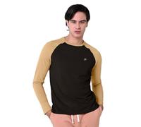 Enorsia Mens Classic Raglan Sleeve T-Shirt - Ribbed Crew Neck, Contrast Raglan Sleeves & Neck Binding, Soft Cotton Comfort Fit Casual Wear (M, Black)