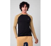 Enorsia Men's Colour Block Long Sleeve Raglan Signature T-shirt in Black | Size: Large Enorsia Black L