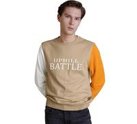 Enorsia Mens Colour Block Sweatshirt Crew Neck Long Sleeve Jumper Men Soft Cotton-Poly Terry Fabric, Regular Fit Mens Sweatshirts No Hood Stylish Streetwear (UK, Alpha, XL, Regular, Regular, Cream)