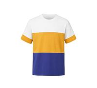 Enorsia Mens Colour Block T-Shirt, Cotton, Short Sleeves, Crew Neck, Yellow, S- to XXL (UK, Alpha, XL, Regular, Regular, Amber Yellow Combo)