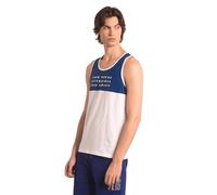Enorsia Mens Colour Block Tank Top - Soft Cotton Jersey, Sleeveless Gym Vest, Crew Neck, Regular Fit with HD Chest Print (Blue,S)