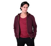 Enorsia Mens Contrast Piping Detail Hoodie With Drawstring, Front Welt Pocket With Full Zip, Soft Touch Cotton Fabric (Maroon, XL)