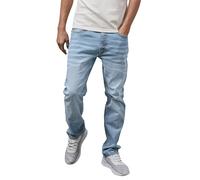 Enorsia Mens Cotton Blend Slim Fit Jeans with Button and Zip Fly Fastening, 5-Pocket Design and Soft-Touch Comfort Stretch Fabric (Light Blue, 34)