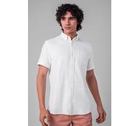 Enorsia Men's Cotton Linen Roll-Up Sleeve Shirt in White | Size: Small Enorsia White S
