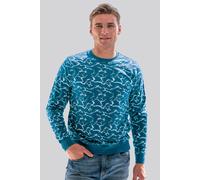 ENORSIA Men's Crack Print Sweatshirt - L - Blue - 100% Cotton Terry