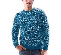 Enorsia Men's Crack Print Sweatshirt - Modern Crew Neck Long Sleeve Top with Ribbed Cuffs & Hem - Breathable Cotton Terry Fabric, Eye-Catching Stylish Design (M, Blue)