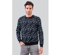 Enorsia Men's Crew Neck Crack Print Sweatshirt in Black | Size: Small Enorsia Black S