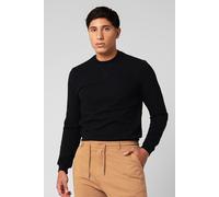 Enorsia Men's Crew Neck Design Rib Sweatshirt in Black | Size: Large Enorsia Black L