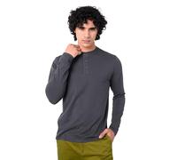 Enorsia Mens Crew Neck Henley T-Shirt - Long Sleeve Slim Fit Top with Button Detail - Stylish & Comfortable Casual Tee for All Occasions (S, Dark Grey)