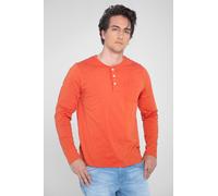 Enorsia Men's Crew Neck Long Sleeves Henley T-shirt in Orange | Size: Large Enorsia Orange L