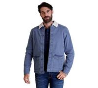 Enorsia Mens Denim Jacket for Everyday Wear - Regular Fit, Button Closure, Fleece Collar, Borg-Lined Casual Workwear Jacket - Men’s Warm Winter Jean Coat for Office, Versity - Mid Blue, Large