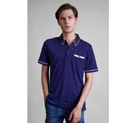 Enorsia Men's Double Layer Collar Short Sleeves Polo Shirt in Blue | Size: Large Enorsia Blue L