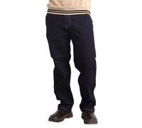 Enorsia Mens Elasticated Waist Straight Fit Jeans - Comfortable Stretch Denim with Vintage Wash, Button & Zip Fly, Embroidered Back Pocket (UK, Numeric, 34, Regular, Regular, Black)