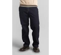 Enorsia Men's Elasticated Waist Straight Fit Raw Jeans in Black | Size: 38 Enorsia Black 38