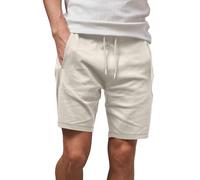 Enorsia Mens Essential Drawstring Jersey Shorts with Soft Cotton Jersey Fabric Adjustable Waist & Metal Ends, Casual Lounge Shorts with Side Pockets (L, White)