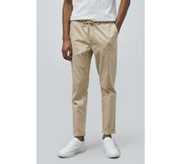 Enorsia Men's Folded Hem Trousers With Drawstring in Cream | Size: 36 Enorsia Cream 36