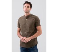 Enorsia Men's Grandad Collar Short Sleeve Shirt in Brown | Size: XL Enorsia Brown XL