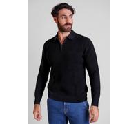 Enorsia Men's Half Zip Knitted Polo Shirt in Black | Size: Medium Enorsia Black M