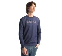 Enorsia Mens Heavy Pique Terry Crew Neck Sweatshirt -with Soft Cotton fabric Cut and Sew Sleeve Detailing, SCRAPPER Chest Embroidery (Navy, M)