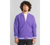 ENORSIA Men's Heavy Waffle Bomber Jacket - L - Purple - 63% Cotton, 31% Polyester, 6% Elastane