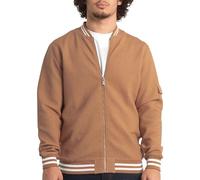 Enorsia Mens Heavy Waffle Bomber Jacket, Zip Up Mid-Length Casual Coat, Cold Weather Outerwear with Ribbed Cuffs, Hem and Sleeve Pocket (UK, Alpha, M, Regular, Regular, Brown)