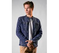 Enorsia Men's Indigo Biker Denim Jacket in Mid Blue | Size: Large Enorsia Mid Blue L