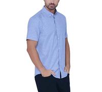 Enorsia Mens Lightweight Polka Dot Short Sleeve Shirt - Comfortable & Stylish for Everyday Wear (XL, Blue)