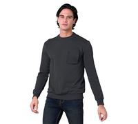Enorsia Mens Long Sleeve Front Pocket Sweatshirt - Ribbed Crew Neck, Soft Cotton Fabric, Classic Fit, Versatile Solid Color for Any Outfit (Black,M)