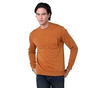 Enorsia Mens Long Sleeve Front Pocket Sweatshirt - Ribbed Crew Neck, Soft Cotton Fabric, Classic Fit, Versatile Solid Color for Any Outfit (Orange, XL)