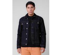 Enorsia Men's Long Sleeve Raw Denim Jacket in Dark Blue | Size: Medium Enorsia Dark Blue M