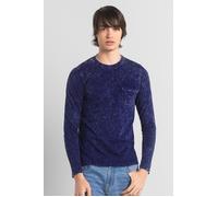 Enorsia Men's Mens Long Sleeve Indigo Washed T-Shirt in Navy | Size: Medium Enorsia Navy M