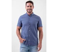 Enorsia Men's Pin-Striped Yarn Dye Short Sleeves Shirts in Blue | Size: Large Enorsia Blue L