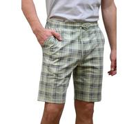 Enorsia Mens Premium Check Print Jersey Shorts with Elasticated Waist & Adjustable Drawstring - Effortless Everyday Wear with Side & Welt Pockets (S, Green)