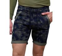 Enorsia Mens Printed Cotton Shorts with Elastic Waist Button Closure Adjustable Drawstring Zip Fly All Over Print Mens Shorts (38, Navy)