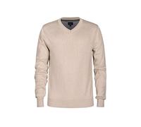 Enorsia Mens Pure Cotton V-Neck Jumper Lightweight Knitted Sweater Combed Cotton Knit, Classic Mens Winter Jumper for Layering Casual Everyday Knitwear (UK, Alpha, M, Regular, Regular, Beige)