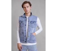Enorsia Men's Raw Edge Denim Vest in Light Blue | Size: Medium Enorsia Light Blue M