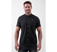 Enorsia Men's Regular Fit Printed Grandad Collar Shirt in Black | Size: Large Enorsia Black L