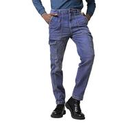 Enorsia Mens Regular Fit Utility Jeans, Medium Light Wash, Oversized Cargo Pockets, Button Fastening, Zip Fly, Stretch Cotton for Comfort (Blue, 36)