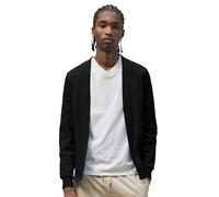 Enorsia Mens Regular Fit Waffle Cardigan With Long Sleeves, Rib Details At Cuff And Hem, Front Open And Soft-touch Comfort Stretch Fabric (Black, M)