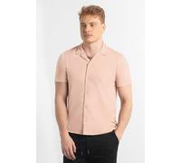 ENORSIA Mens Revere Collar Short Sleeve Jersey Shirt - L - Pink - 100% Spun Polyester