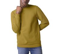 Enorsia Mens Ribbed Crew Neck Sweatshirt - Soft Cotton Blend Pullover Mens Sweatshirts No Hood with Notch Neck Zig-Zag Stitch - Relaxed Fit Jersey Jumper for Casual Everyday Wear - Yellow, UK XXL